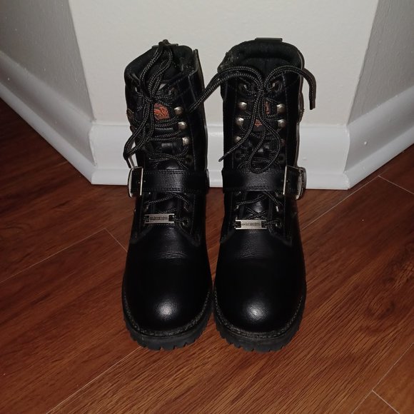 Milwaukee Leather Shoes - Sold - Milwaukee Leather MBL201 Women's Black Lace-Up Motorcycle Rider Boots
